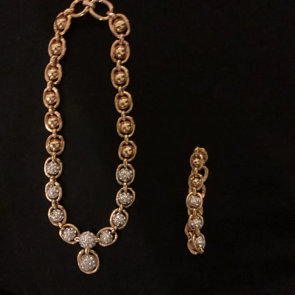 Faux Gold and Rhinestone Spheres Bracelet Set - Picture 2 of 9